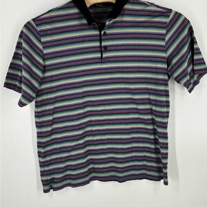 Bugatchi Uomo Polo Shirt Mens size L Multicolor Striped Mercerized Cotton